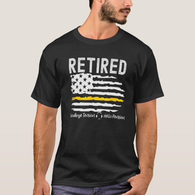 911 Retired Dispatcher  Police Dispatch Thin Gold  T Shirt (Framsida)