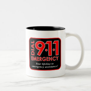 911" ringer nöd-" mugg 911