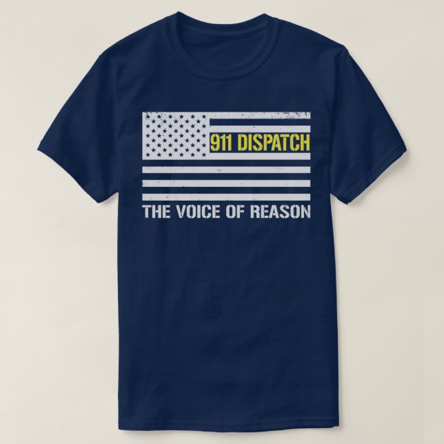 911 Sändning av Thin Guld Line Dispatcher Shirt T (Design framsida)