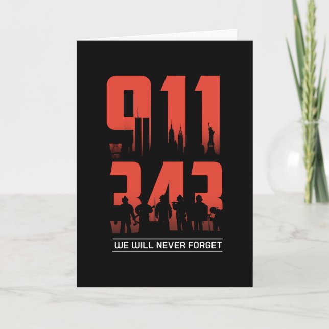 911 Vi kommer aldrig att glömma 343 Firefighters P Kort (Framsida)