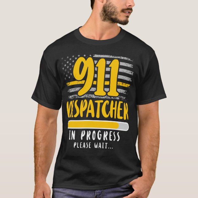 918 Dispatcher Thin Guld Line 911 Dispatcher in T Shirt (Framsida)