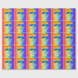 91:a födelsedag: färgfull, Roligt Rainbow Mönster  Presentpapper