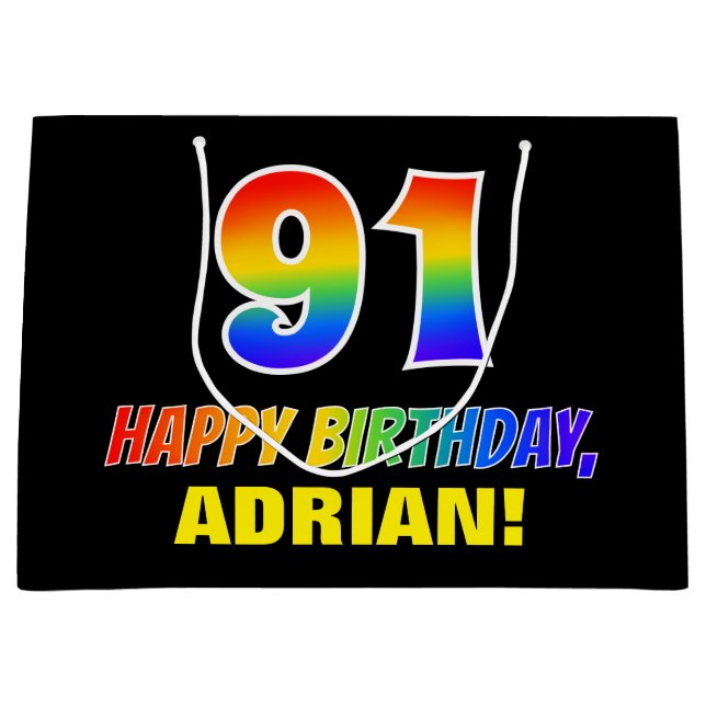 91:a födelsedag: fetstil, Roligt, enkel, regnbåge  (Framsidan)