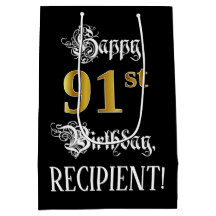 91:a födelsedag ~ Finare skript; Faux Guld look; N