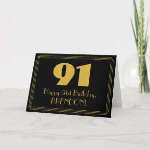 91:a födelsedagen: Art Deco Inspired Titta "91" oc Kort
