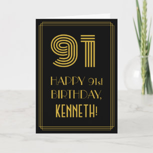 91:a födelsedagen: Art Deco Inspired Titta "91" oc Kort