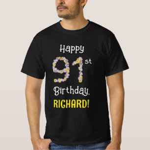 91:a födelsedagen: Blommigt Flowers Number "91" + T Shirt