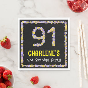 91:a födelsedagen: Blommigt Flowers Number, eget n Pappersservett