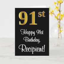 91:a födelsedagen ~ Elegant Luxurious Faux Guld Ti