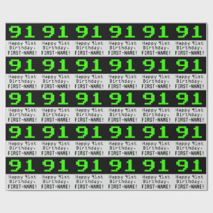 91:a födelsedagen - Nerdy/Geeky Stil "91" och Namn Presentpapper