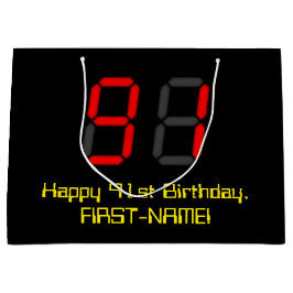 91:a födelsedagen: Red Digital Clock Stil "91" + N