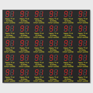 91:a födelsedagen: Red Digital Clock Stil "91" + N Presentpapper