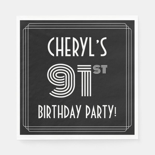 91:a Födelsedagsfesten: Art Deco Stil + anpassat n Pappersservett (Framsidan)