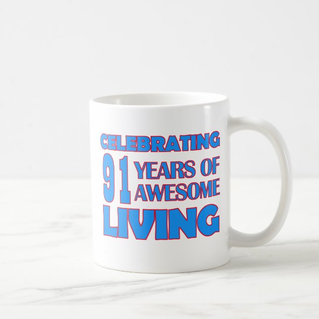 91 år gammala födelsedagdesigner kaffemugg (Höger)