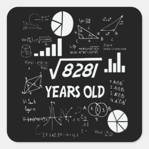 91-åriga Bday Math Teacher 91:e födelsedagsgåva Fyrkantigt Klistermärke