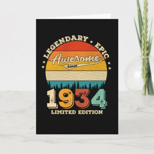 91 års gammal dag 1934 Fantastisk 91:a födelsedags Kort