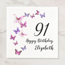 91-årsdag Rosa Lila Fjärilar