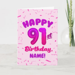 91st Balloon Number Custom Name Birthday Card Kort