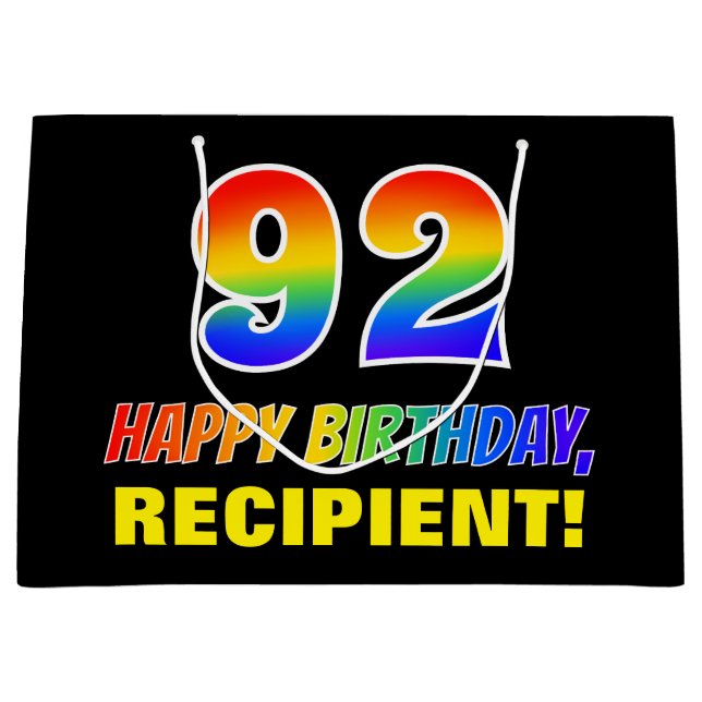 92:a födelsedag: fetstil, Roligt, enkel, regnbåge  (Framsidan)