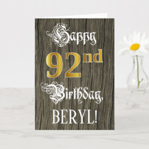 92:a födelsedagen: Faux Guld Titta + Faux Wood Mön Kort