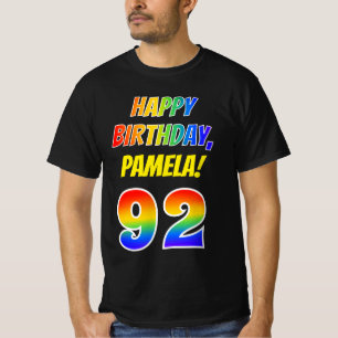 92:a födelsedagen - fetstil, Roligt, regnbåge 92, T Shirt