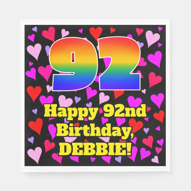 92:a födelsedagen: Loving Hearts Mönster, Regnbåge Pappersservett (Framsidan)