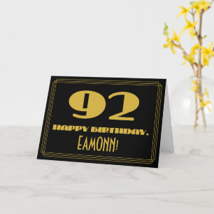 92:a födelsedagen: Namn + Art Deco Inspired (92) Kort