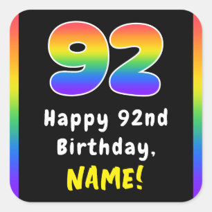 92:a födelsedagen: Rainbow Spectrum nr 92, anpassa Fyrkantigt Klistermärke