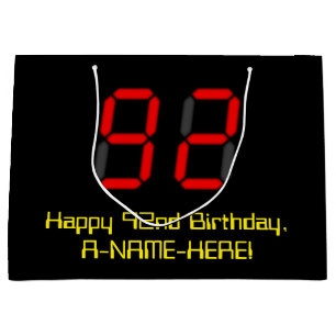 92:a födelsedagen: Red Digital Clock Stil "92" + N