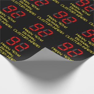92:a födelsedagen: Red Digital Clock Stil "92" + N Presentpapper