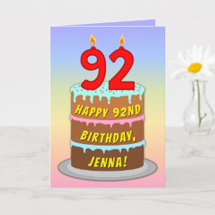 92:a födelsedagen - Roligt Cake & Candles, med ege Kort