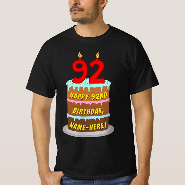 92:a födelsedagen - Roligt Cake & Candles, med ege T Shirt (Framsida)