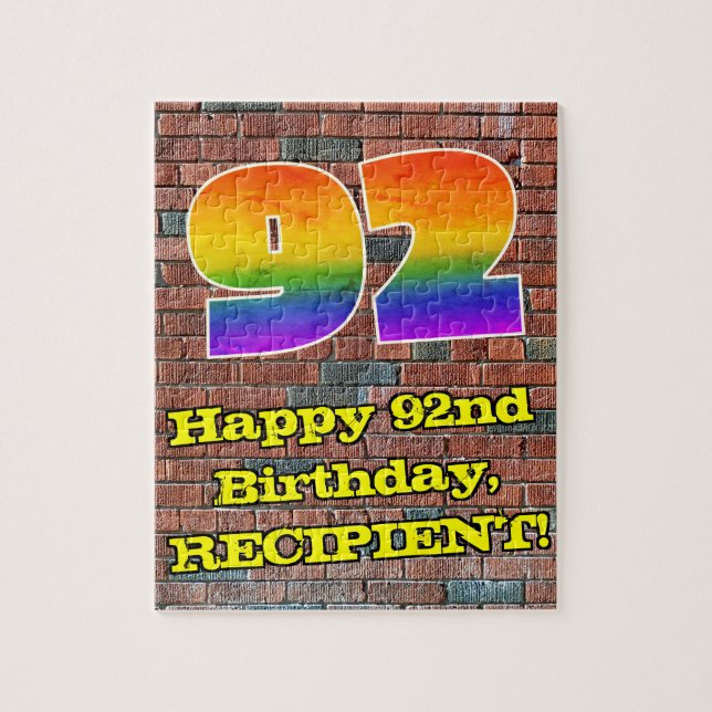 92:a födelsedagen: Roligt Graffiti-Inspired Rainbo Pussel (Vertikal)