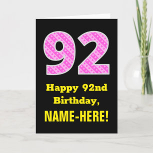 92:a födelsedagen: Rosa Rand och örhängen "92" + N Kort