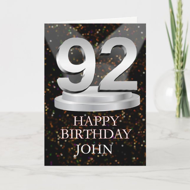92:a födelsedagsbelysningen lägger till ett Namn-k Kort (Framsida)