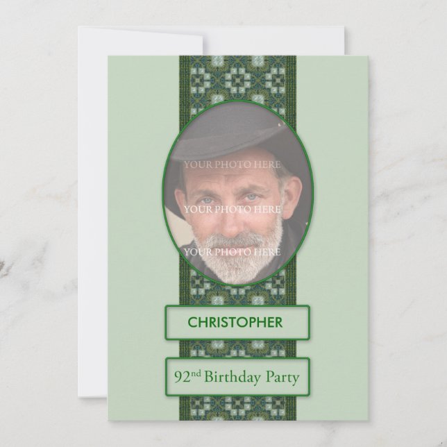 92:a Födelsedagsfest inbjudan Lägg till Bild och (Framsida)