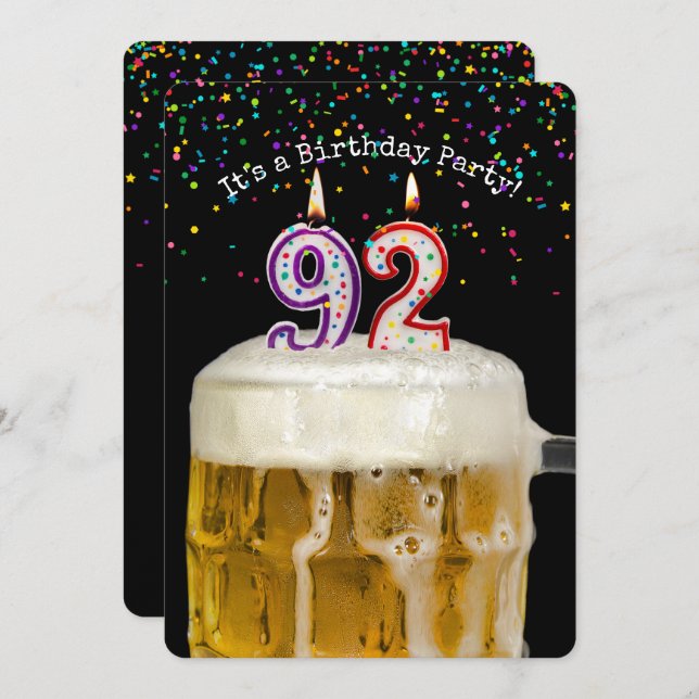92:a födelsedagsinbjudan till ljus inbjudningar (Fram/baksida)