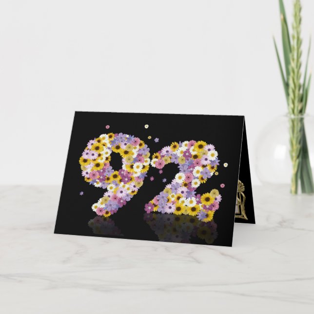 92:a födelsedagskort med blomma brev kort (Framsida)
