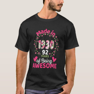 92 år gammal 92:a födelsedagen född 1930 t shirt