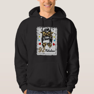 92 år gammal Fabulous Messy Bun Leopard 1930 Birth Hoodie