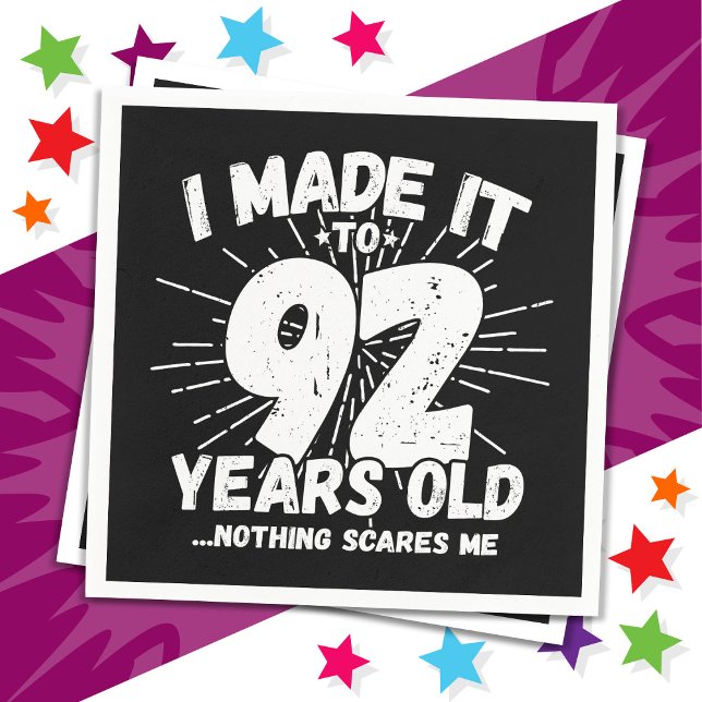 92 år gammalt sarkastiskt minne funny 92:a födelse pappersservett (Skapare uppladdad)