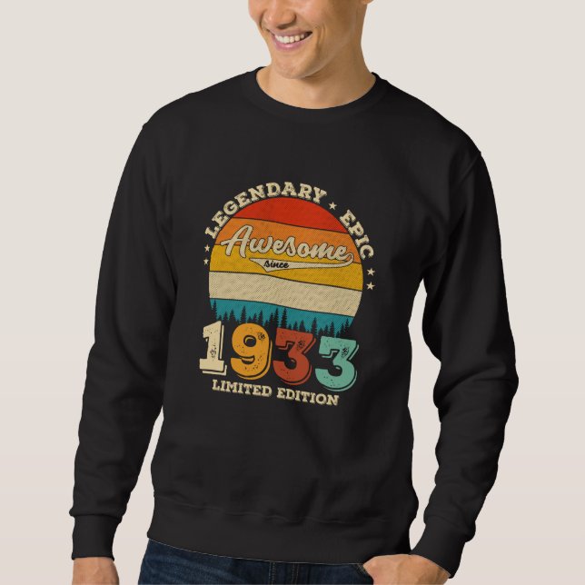 92-årig födelsedagskalkyl 1933 Fantastisk 92d föde Lång Ärmad Tröja (Framsida)