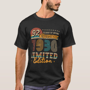 92 års gammal Vintage 1930 Begränsad Edition Gift T Shirt