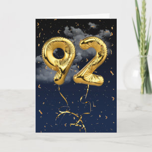 92-årsdag Guld Mylar-ballong och konfettikort Kort