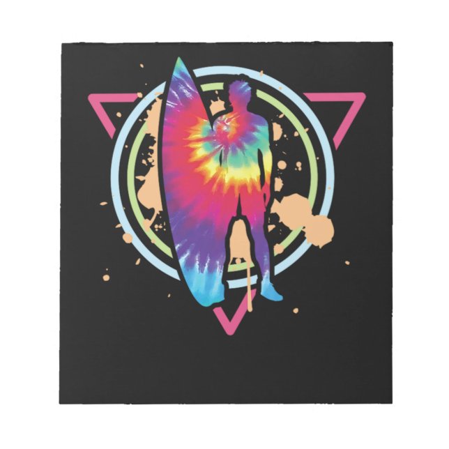 92.Surfing Surfertie Dyevaporwave Surfer Ti Anteckningsblock (Framsida)
