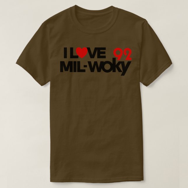 92 WOKY Kärlek Milwaukee Defunct Radio Station T Shirt (Design framsida)