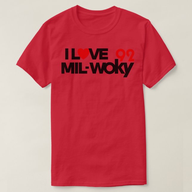 92 WOKY Kärlek Milwaukee Defunct Radio Station T Shirt (Design framsida)
