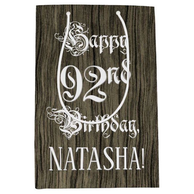 92nd Birthday: Fancy, Faux Wood Look + Custom Name (Framsidan)