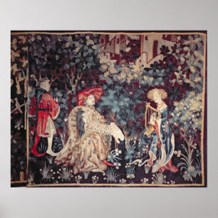 930 The Concert, Tapestry from Arras, 1420 Poster