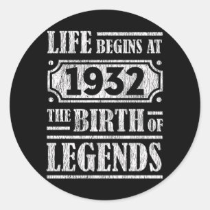 93 år gammal 1932 90:e födelsedag för Legend Runt Klistermärke